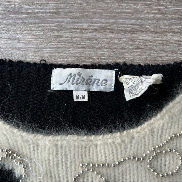 Vintage  80s Miréne Rabbit Hair Blend Faux Pearl Accents Sweater - Picture 6 of 14